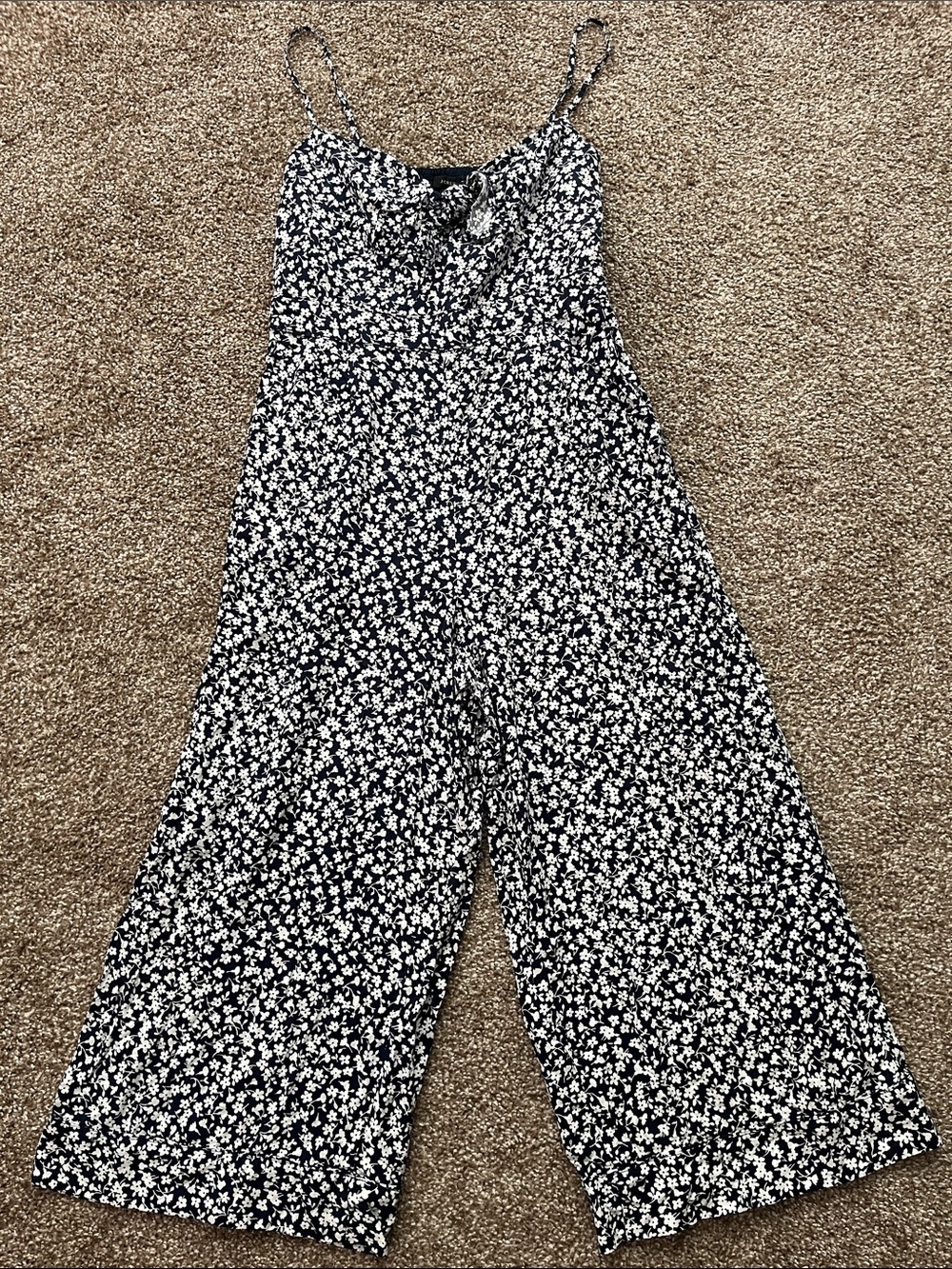 J. Crew Black and White Floral Wide-Leg Jumpsuit